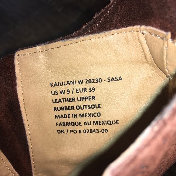 Olukai Kaiulani Boots Womens 9 Brown Suede Waxed Leather Boho Buckle Distressed - Picture 9 of 10